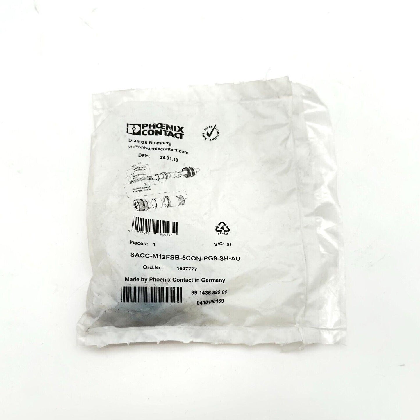 4x PHOENIX CONTACT | SACC-M12MSB-5CON-PG9-SH-AU | Datensteckverbinder | OVP NEU